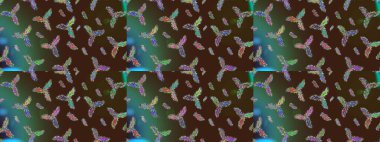 Kar taneleri izole edildi. Kar tanesi süsü Raster illüstrasyonu. Güzel süs eşyası. Kahverengi, yeşil ve mavi renkte kar tanesi süsü.