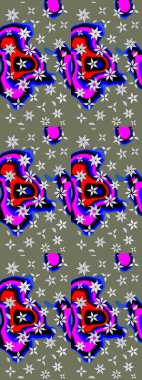 Eski moda arka plan. Desen, çizim, çiçek sınırı. Raster illüstrasyonu. Güzel, parlak, pürüzsüz kumaş, tuval. Çiçek çelengi. Kıvırcık, parlak örgü.