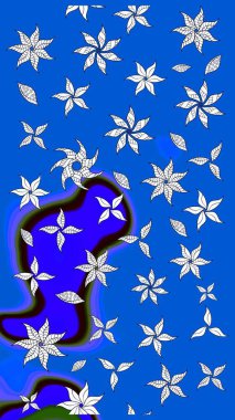 Çiçek arkaplan. Renkli çizim kalıbı. Mavi renkli şirin tekstil tarzında. Çiçek duvar kâğıdı. Raster illüstrasyonu.