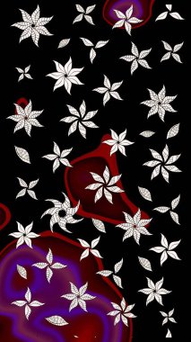 Raster illüstrasyonu. Şirin karalamalı çiçek desenli çizim. El yapımı çiçek ve bitki koleksiyonu. Raster illüstrasyonu. Eskiz tarzı siyah renkler.