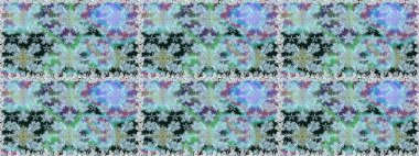 Çiçekli ipek eşarp. El çizimi çiçek unsurları olan soyut, dikişsiz raster deseni. Retro tekstil tasarım koleksiyonu. Tarafsız ve mavi, nötr ve mavi. 1950 'ler-1960' lar motifleri.