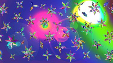 Nazikçe, güzel çiçek arkaplanı. Çiçekli karalama şeklinde Raster çiçek deseni. Mavi renkte çiçekler.