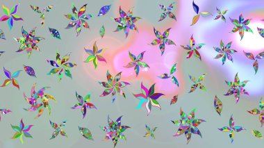 Robot resim. Raster illüstrasyonu. Küçük çiçekte sevimli çiçek deseni var..