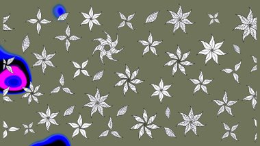 Halk tarzı. Modern çiçek arkaplanı. Moda baskıları için zarif bir şablon. Parlak renkli çiçekleri ve yeşil yaprakları olan harika bir çiçek deseni..