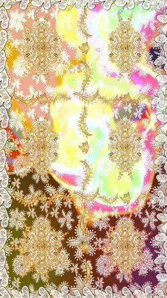 Bej renklerde geleneksel, klasik, altın, pürüzsüz desen. Barok tarzında kusursuz bir doğulu süsü..