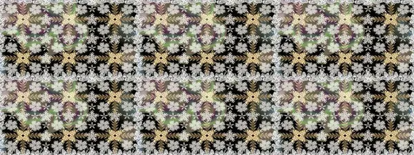 Raster Floral Illustration, Asyalı tekstil. Gri ve nötr renklerde etnik çiçeklerle kusursuz bir desen..