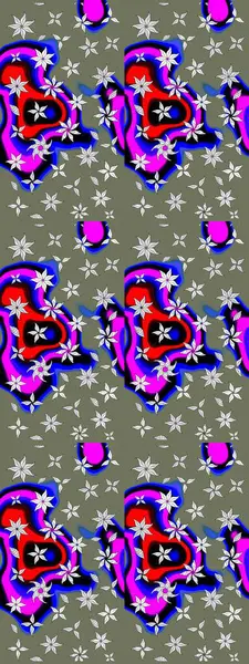 Eski moda arka plan. Desen, çizim, çiçek sınırı. Raster illüstrasyonu. Güzel, parlak, pürüzsüz kumaş, tuval. Çiçek çelengi. Kıvırcık, parlak örgü.