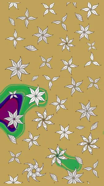 Raster illüstrasyonundaki çiçek desenli çizim. Renkli Bahar Teması eskiz kalıbı. Düz Çiçek Elementleri Tasarımı. Sarı renkte çiçekler.