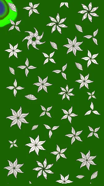 Raster illüstrasyonundaki çiçek desenli çizim. Renkli Yaz Temalı eskiz kalıbı. Yeşil renkli çiçekler. Düz Çiçek Elementleri Tasarımı.