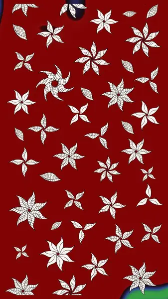 Kırmızı renkler. Yaz çiçekleri teması. El çizimi, soyut ve süslü elementler. Klasik çiçekler. Suluboya resim taklit Raster illüstrasyonu.