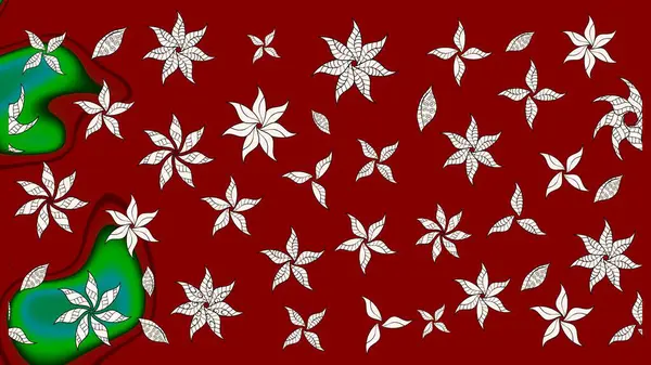 Kırmızı renkte çiçekler. Raster illüstrasyonunda çiçek deseni çizimi.