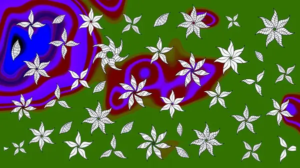 Yeşil renkli çiçekler. Çizim çiçek deseni duvar kâğıdı olarak kullanılabilir. Raster illüstrasyonu.