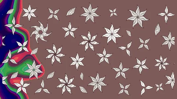 Kahverengi renklerde. 3D çiçekler, eskiz. Raster illüstrasyonu.