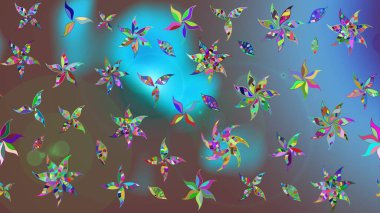 Düz Çiçek Elementleri Tasarımı. Eskiz klasiği. Raster Şirin kumaş deseni. Renkli Bahar Teması çizim şablonu.