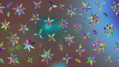 Küçük renkli çiçekler. Moda baskıları için zarif bir şablon. Küçük çiçekte güzel bir desen. Çiçekli bahar çiçekleri. Motley illüstrasyonu.