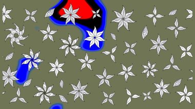 Raster. Renkli Bahar Teması eskiz kalıbı. Düz Çiçek Elementleri Tasarımı.