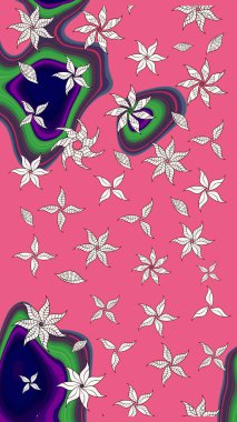 Suluboya, elle çizilmiş. Eskiz arkaplan modeli. Raster illüstrasyonu. Pembe yapraklı yabani çiçekler.