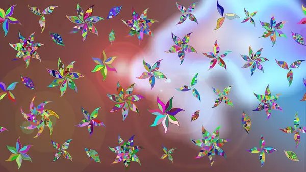 Renkli Bahar Teması eskiz kalıbı. Kahverengi renkte zarif çiçekli suluboya. Düz Çiçek Elementleri Tasarımı. Raster illüstrasyonu.