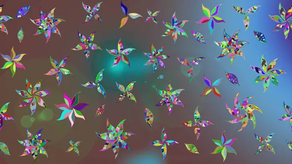 Küçük renkli çiçekler. Moda baskıları için zarif bir şablon. Küçük çiçekte güzel bir desen. Çiçekli bahar çiçekleri. Motley illüstrasyonu.