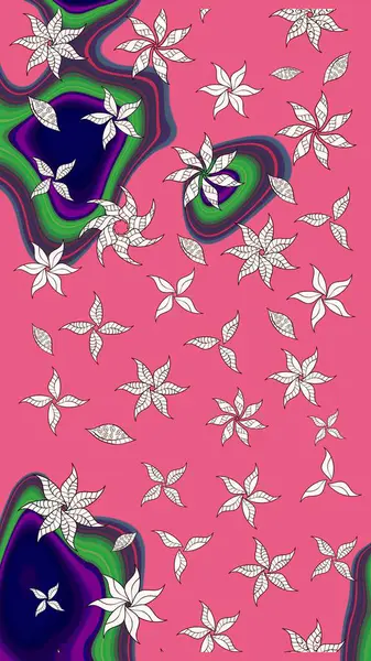 Suluboya, elle çizilmiş. Eskiz arkaplan modeli. Raster illüstrasyonu. Pembe yapraklı yabani çiçekler.