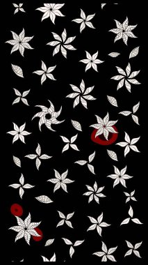 Raster suluboya çiçek deseni, narin çiçekler, siyah çiçekler, tebrik kartı şablonu. Raster Güzel kumaş deseni.