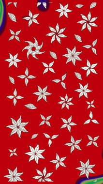 Kırmızı renklerde. Çiçekli güzel suluboya desen. Raster illüstrasyonu.