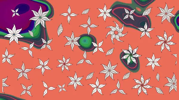 Karalama çiçeği. Renkli Bahar Teması eskiz kalıbı. Raster illüstrasyonu. Güzel kumaş deseni. Zentangle soyut çiçekleri. Düz Çiçek Elementleri Tasarımı.