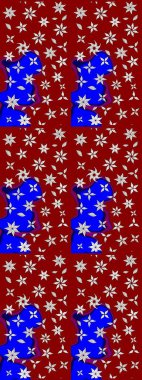 El çizimi çiçek unsurları olan soyut çizim raster deseni. Retro tekstil tasarım koleksiyonu. 1950-1960 motifleri. Çiçekli ipek eşarp. Kırmızıda kırmızı.