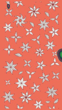 Halk tarzı. Modern çiçek arkaplanı. Renkli çiçekleri ve turuncu yaprakları olan harika bir çiçek deseni. Moda baskıları için zarif bir şablon.