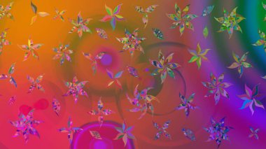 Düz Çiçek Elementleri Tasarımı. Raster güzel kumaş deseni çiziyor. Çiçek deseni. Renkli Bahar Teması çizim şablonu.