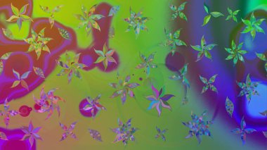 Çiçek desenli eskiz. Yeşil renkli çiçekler. Tişört baskısı için çiçek boyama rasteriName.