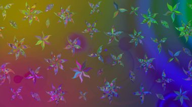 Sketch Colour Spring Theme eskiz kalıbı. Sevimli çiçek raster deseni. Kahverengi renkli çiçekler. Düz Çiçek Elementleri Tasarımı.