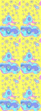 Sarı renkli çiçek desenli çizim. Sulu boya tarzında sarı renkte çiçekler.