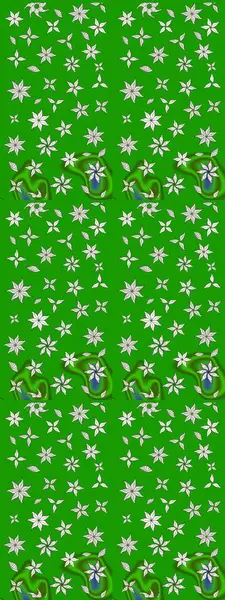 Tekstil ve kapak tasarımı için mükemmel. Renkli yeşil çizim kalıbı. Doodle tarzı. Yeşil renkli çiçekler. Elle çizilmiş sonbahar çiçeği deseni..