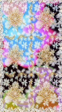 Tarafsız renklerde ve altın elementlerle geleneksel klasik altın raster deseni. Barok tarzında kusursuz bir doğulu süsü..