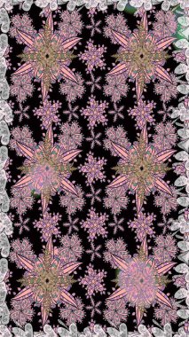 Çiçekli güzel suluboya desen. Raster illüstrasyonu. Siyah renklerde.