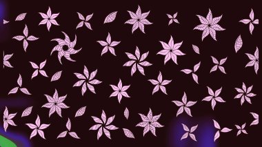 Çizgi çizimi kalıbı. Şirin çiçekler. Raster Moda kumaş deseni.