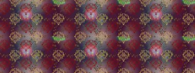 İşlemeli çiçekli, dikişsiz desen. Renkli grunge, soyut arka planda, koyu kahverengi, mor ve gri çiçeklerle zenginleşir. İzler, kumaş, duvar kağıtları, tekstil için raster dokusu.