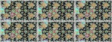 Altın antika ortaçağ dekoratifi, yapraklar ve tarafsız renklerde altın desenli süslemeleri olan dikişsiz bir şablon. Kusursuz kraliyet lüksü, altın barok kumaş rengi..