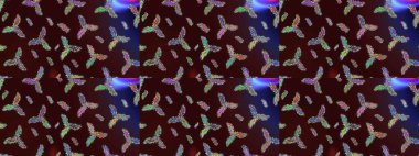 Kahverengi, mavi ve mor renkler. Raster illüstrasyonu. Kar tanelerinin soyut arkaplanlı Noel şablonu. Noel ve Yeni Yıl moda baskıları için tatil tasarımı.