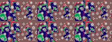 Nazik, narin çiçek arkaplanı. Çiçekli karalama şeklinde Raster çiçek deseni. Kahverengi renkte çiçekler.