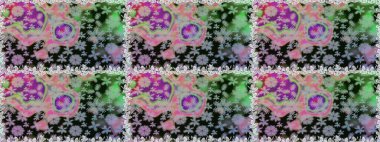 Raster illüstrasyonunda kusursuz çiçek deseni. Gri ve nötr renkte çiçekler.