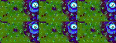 Çiçekli karalama şeklinde Raster çiçek deseni. Yeşil renkli çiçekler. Yumuşak, bahar çiçekli arka plan.