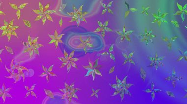 Nakış desenli çiçek deseni. Renkli grunge soyut arkaplanı kolonya çiçekleriyle süslüyor. İzler, kumaş, duvar kağıtları, tekstil için raster dokusu.