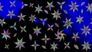 Kabile sanatı boho baskısı, klasik çiçek arkaplanı. Arkaplan dokusu, duvar kağıdı, çiçek temalı siyah renkler. Soyut etnik raster çizim kalıbı.