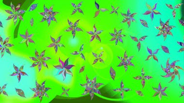 Eskiz stili yeşil renkler. Raster illüstrasyonu. El yapımı çiçek ve bitki koleksiyonu. Şirin karalamalı çiçek desenli çizim. Raster illüstrasyonu.