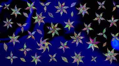 Küçük çiçekteki sevimli çiçek deseni. Mavi renkte çiçekler.