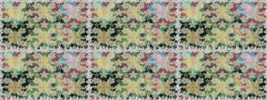 Moda baskıları için zarif bir şablon. Modern çiçek arkaplanı. Halk tarzı. Rengarenk çiçekleri ve yaprakları tarafsız ve gri renklerde inanılmaz bir çiçek deseni var..