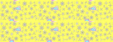 Çizim çiçek deseni duvar kağıdı, web sitesi arka planı, ambalaj kağıdı, davetiye, broşür, afiş veya web sitesi için kullanılabilir. El çizimi Raster çizimi. Parlak elementlerin.