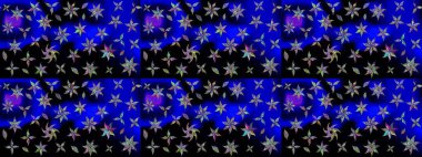 Yumuşak, mavi renkte yaz çiçekleri. Raster illüstrasyonu. Raster çiçek desenli ve çiçekli..